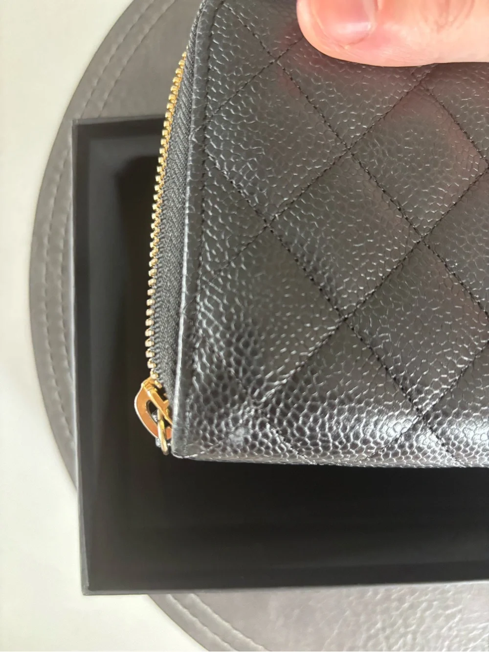 Chanel Caviar leather zip around wallet